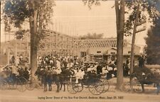 New Free Church, horses, carriages, crowd RPPC 1907 Andover, Massachusetts MA picture