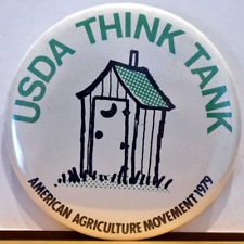 Vintage 1979 USDA Think Tank American Agriculture Movement AAM Strike Pinback picture