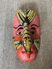 Vintage MEXICAN GUERRERO Mask Folk Art Bird Fish Carved Face Wood Dance Beak picture