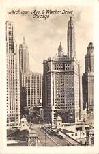 Chicago Illinois 1946 RPPC Real Photo Postcard Michigan Avenue & Wacker Drive picture