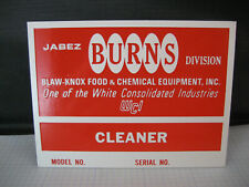 VTG NOS 1950's Jabez BURNS Division WCI CLEANER Aluminum No. Name Plate Sign 985 picture