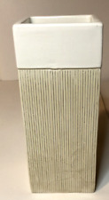 Vintage Italian Bitossi Cream Square Slab Vase Combed Decoration MCM 9.5