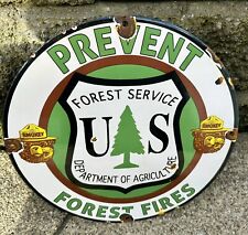 Vintage Smokey The Bear Sign Porcelain Gas Oil Pump Prevent Forest Fires Sign picture