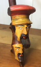VTG .1960's,Hand Carved,Double Headed, Folk Art, Wooden Pipe ,9.25”H, European picture