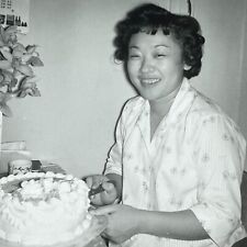 M8 Photograph 1963 Cute Pretty Japanese American Woman Birthday Cake Pretty picture