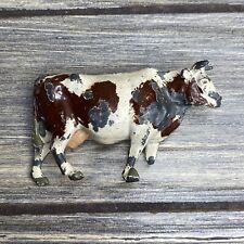 Vintage Metal Brown White Cow Heifer Bull 2” picture