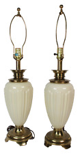 Vintage Pair Of Cream And Brass Stiffel Table Lamps picture