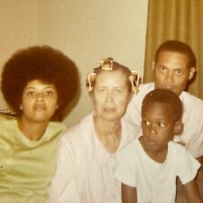 K6 Photograph Biracial Family Portrait Beautiful Woman Afro 1970's Curlers picture