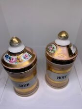 vintage handpainted gold gilted pair of vanity jars by amogee france picture