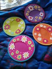 Vintage 4 Silicone Wine Glass Pocket Coasters CR Gibson Colorful Daisies  picture