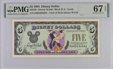 EXTREMELY RARE 1995 D $5 Disney Dollar PMG 67EPQ DIS39 D00049466A TOP POP NOTE picture
