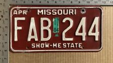 1980 Missouri license plate FAB 244 YOM DMV FABULOUS VOLVO SAFETY CUBE 10282 picture