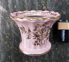 Vtg AMOGEE Candle Holder PINK Porcelain Hand Painted Amoges Candlestick RARE VG+ picture