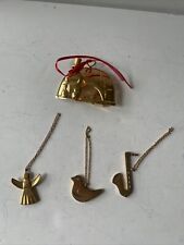 Lot of 4 Georg Jensen Gold Plated Brass Ornaments Bird Horn Snow Angel Denmark picture