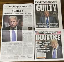 Donald Trump Newspaper Lot Of 3 New York Post Times Daily News Guilty 5/31/24 picture