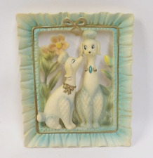 Rare Vintage Mid Century Amorous Poodles Napco Chalkware Wall Hanging Plaque picture