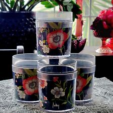 Vtg •AUDREY• St. Tropez Thermo-Serv Plastic Cups Glasses Flowers Set Of 4 Retro  picture