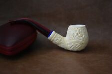 Ornate Fat Apple Pipe Brand New Block Meerschaum W Army Pocket Case#1203 picture