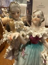 Vintage Wales Porcelain Figurine Victorian Couple picture