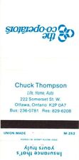 Chuck Thompson Life Home Auto The Co-Operators Vintage Matchbook Cover picture