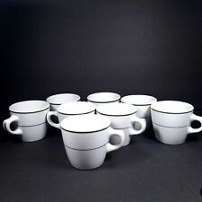 Vtg Set Of 8 Shenango New Castle PA Green Stripe Restaurant Coffee Mugs Cups picture