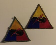 WW2 US Army Armored Forces Greenback Division Regiment Triangle Patches Set of 2 picture