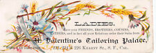 A. Valentine's Tailoring Palace, Early Trade Card, Size: 53 mm x 148 mm picture
