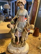 Lenwile Ardalt Hand Painted Figurine of Woman with Two Children On Pedestal RARE picture
