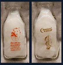 2 COLOR LABEL CRESCENT DAIRY w KIDS AND DOG GRAPHICS 1/3 QUART KOKOMO INDIANA picture