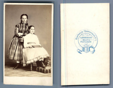 Kindermann, Hamburg, two girls CDV. Vintage Albumen Print Albumin Print picture