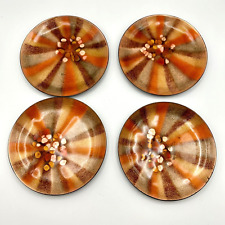 4 Vintage Bovano of Cheshire Enamel on Copper Small Dish Coaster Mid Century Set picture