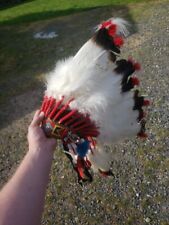 Vtg Native Feather Head Dress Bead Leathet Feather Ect SEE picture