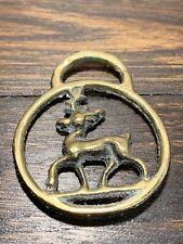 Vintage Mini Horse Brass Medallion Of A Deer Stag Rustic Cottagecore  Boho picture