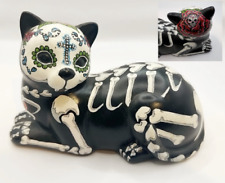 Day Day of the Dead Cat / Kitten Skeleton Statue handmade Dia De Los Muertos Pet picture