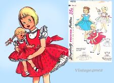 1950s Vintage Toddler Girls Dress w Doll Simplicity 4870 Sewing Pattern  sz 4 picture