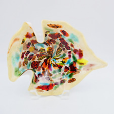 Murano Art Glass Fish Shaped Tutti Frutti Bowl Aventurine Multicolored 1960s VTG picture