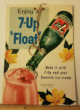 Super Rare 1950s 7up Enjoy a Float hanging sign cardboard Litho picture