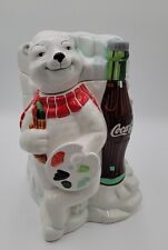 2000 Coca-Cola Work of Art Polar Bear Gibson Ceramic Cookie Jar Estate Collector picture