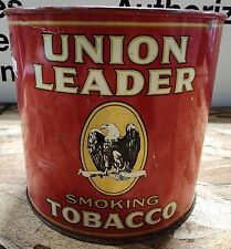 VINTAGE UNION LEADER SMOKING PIPE TOBACCO TIN CAN TAX  STAMP NO LID P. LORILLARD picture