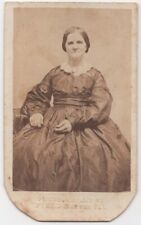 ANTIQUE CDV CIRCA 1860s FIELD OLDER LADY IN FANCY DRESS MORRIS ILLINOIS picture