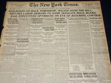 1920 FEB 29 NEW YORK TIMES - RAILROADS GO BACK TOMORROW WILSON SIGNS - NT 7873 picture
