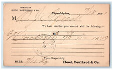 1891 Office Hood Foulkrod & Co. Philadelphia Pennsylvania PA Postal Card picture