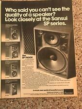 1977 VINTAGE 8X11 B&W PRINT Ad FOR Sansui SP SERIES SP-7500X SPEAKERS 5500 2500 picture