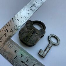 AN OLD BRASS PADLOCK OR LOCK WITH KEY ENGLISH MAKE. picture