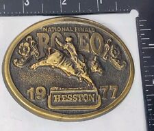 1977 National Finals Rodeo Belt Buckle Bull Riding NFR Hesston Western Vintage picture