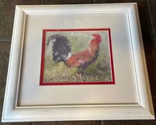 Vintage Style Rooster Print Framed/Double Matted/Chalk Painted Frame picture