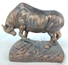 Merrill Lynch Long Horn Bull Taurus Statue Figurine Sculpture Resin 6-1/2