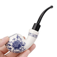 Ceramic Smoking Pipe Bent Acrylic Stem Tobacco Pipe 9mm Filter Pipe Cleaner Rack picture