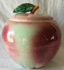 Vintage McCoy Art Pottery Farmhouse Blushing Apple Cookie Jar Green Blushing Red picture