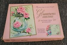 RARE Vintage 17 Greeting Cards Made In USA Original Box Birthday Get Well Pretty picture